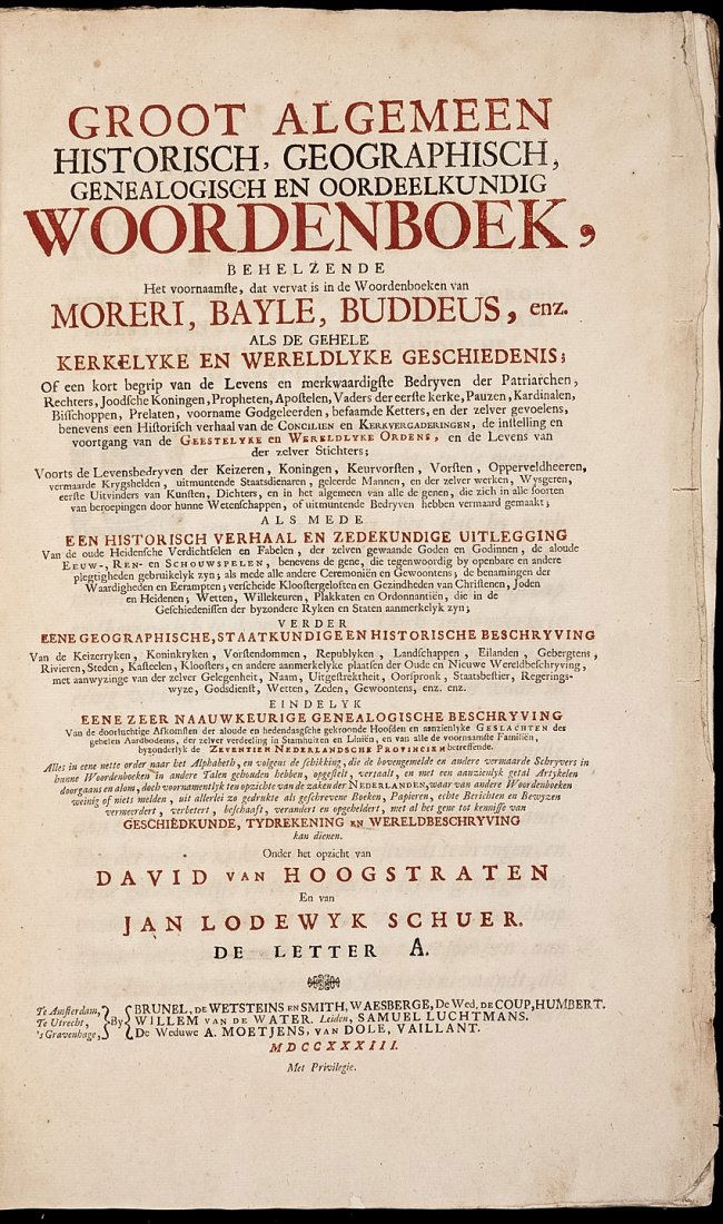 Massive Dutch Historical Dictionary 1733 (1 of 3)