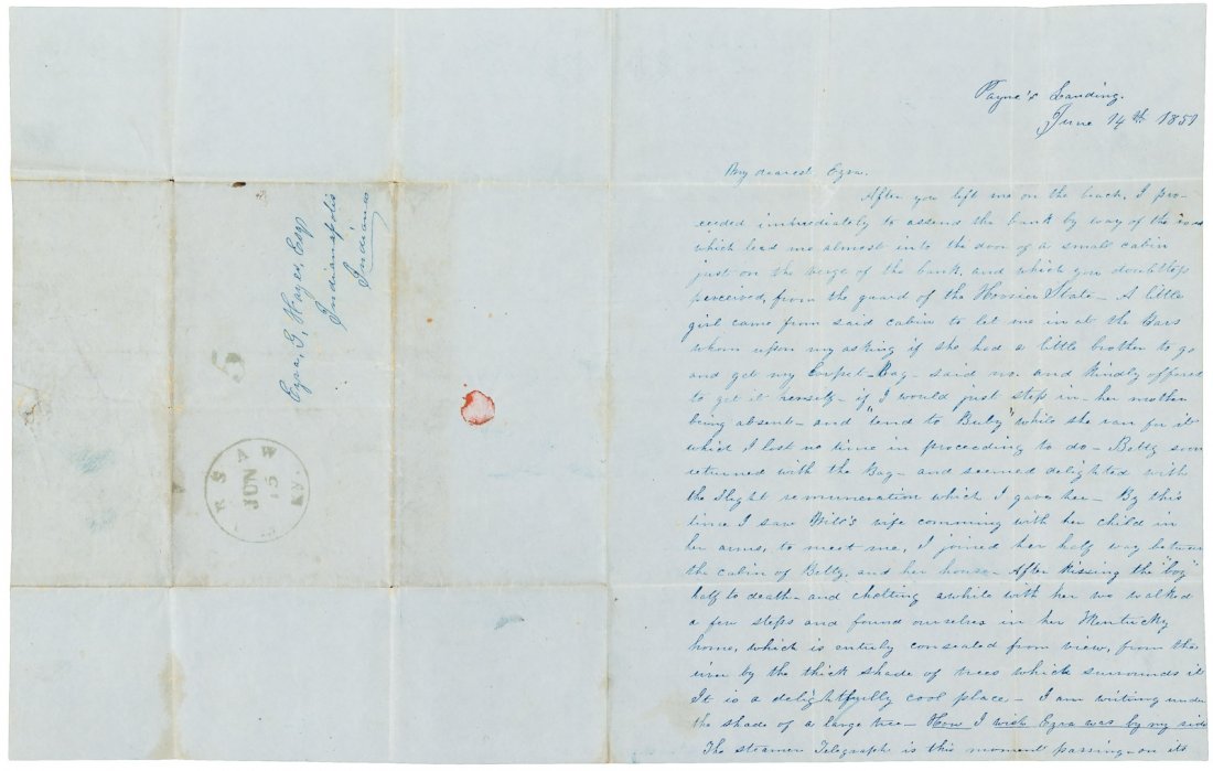 1850 letter, Indiana woman sees Kentucky slavery (1 of 1)