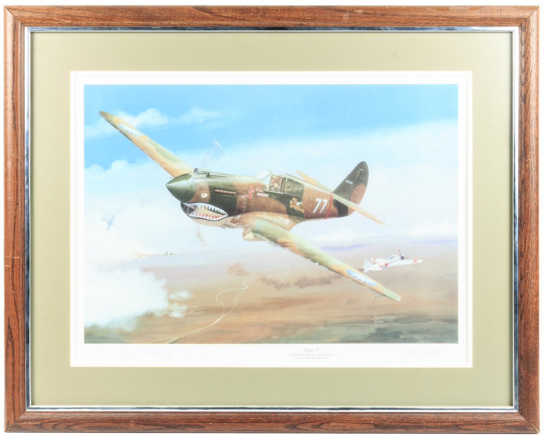 Signed lithograph of Tiger 77 Curtiss P-40C airplane (1 of 1)