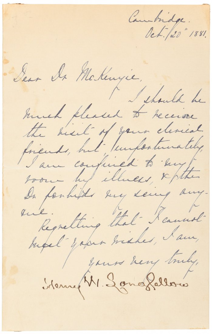 Letter Signed by Henry W. Longfellow (1 of 1)
