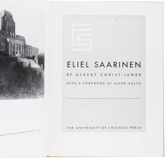 Architecture of Eliel Saarinen signed by teh architect: Heading: Author: Christ-Janer, Albert Title: Eliel Saarinen Place Published: Chicago Publisher:University of Chicago Press Date Published: [1948] Description: xii, 154 pp.