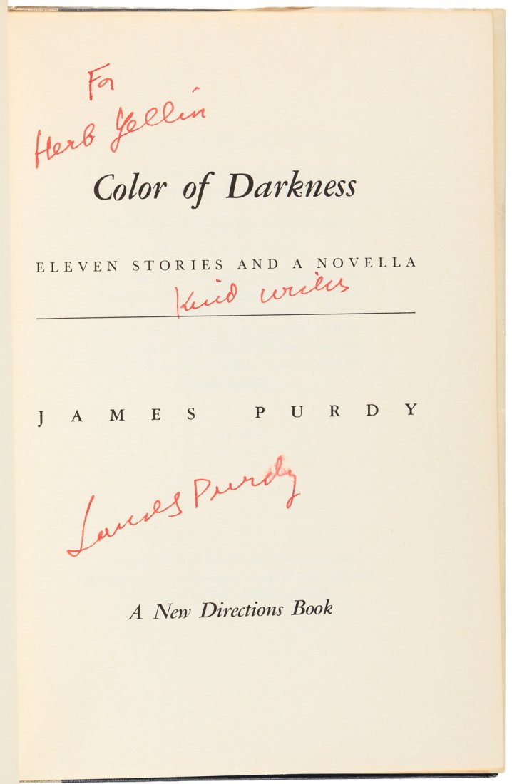 12 Volumes Inscribed By James Purdy: Heading: Author: Purdy, James Title: Twelve Volumes Inscribed to Herb Yellin of Lord John Press Place Published: Various places Publisher: Date Published: Various dates Description: </