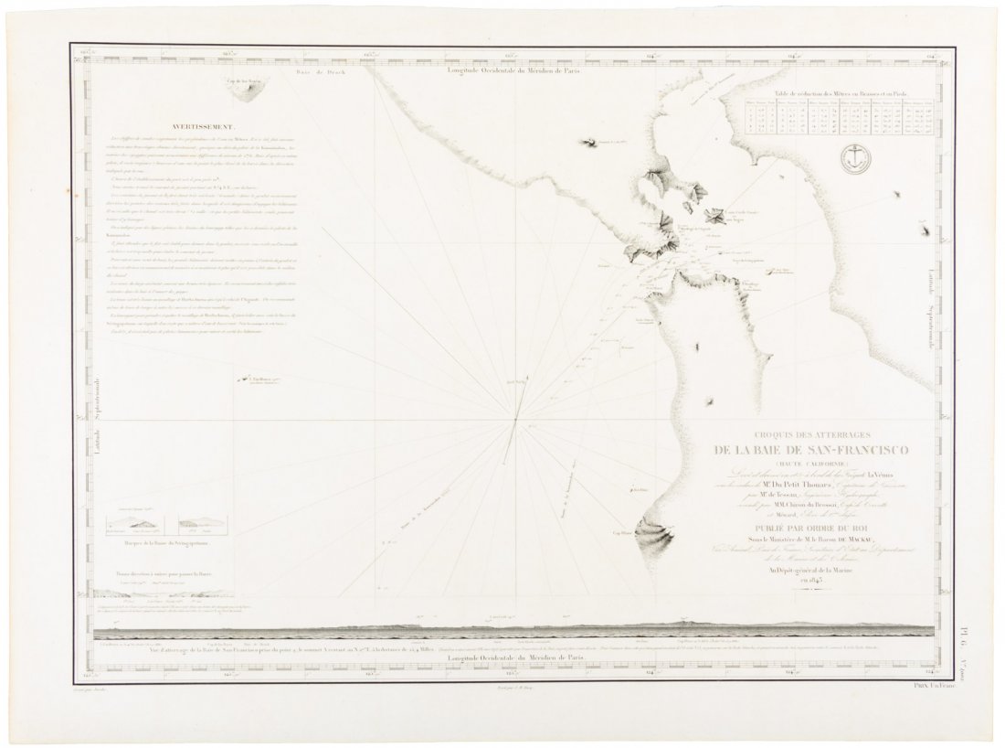 Rare French chart of San Francisco Bay 1843 (1 of 1)