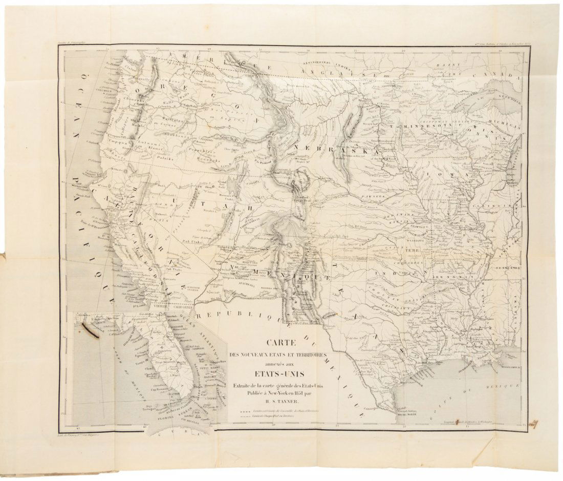 Tanner map of west 1852 in French pamphet (1 of 2)