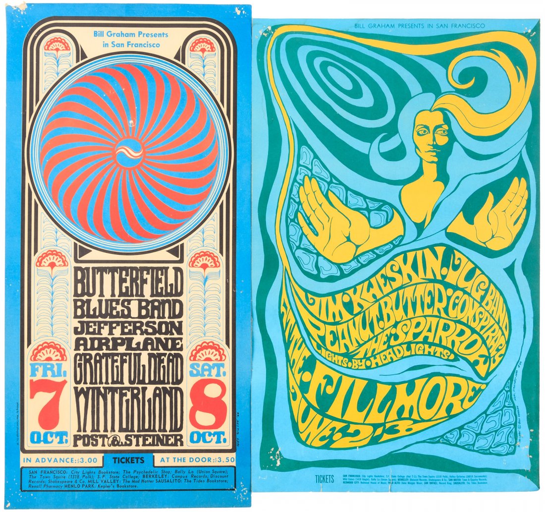 Eight posters from Bill Graham concerts at the Fillmore (1 of 3)