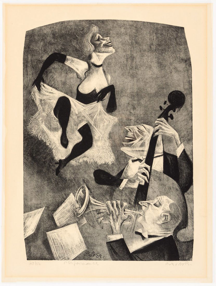 William Gropper The Performance from the Cappricios: Heading: Author: Gropper, William Title: The Performance Place Published: Publisher: Date Published: c.1955 Description: Lithograph. Image size approximately 35.5x25 cm (1
