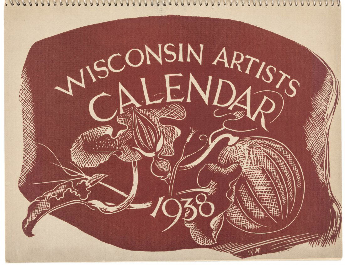 WPA-era 1938 Wisconsin Artists woodblock Calendar (1 of 1)