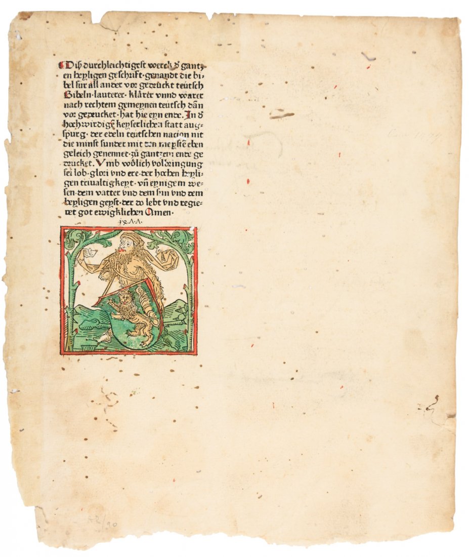 Leaf from 2nd illustrated Bible 1477 (1 of 1)