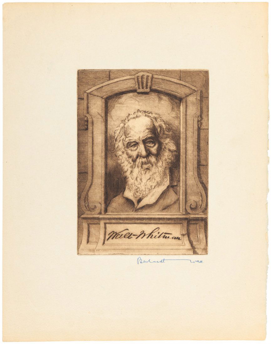 Bernardt Wall Etched Portrait of Walt Whitman (1 of 1)