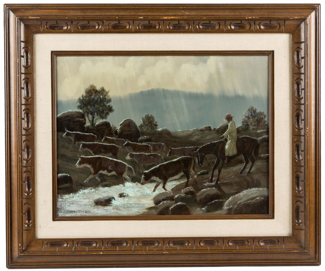Charles Damrow - original oil painting: Heading: Author: Damrow, Charles Title: Crossing Over - original oil painting Place Published: No place Publisher: Date Published: [c.1970] Description: Oil on canvas, profess