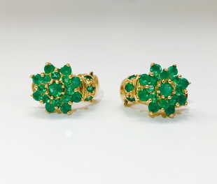 Vintage Emerald Earrings For Antique 18k Gold And 11 00 Ct Emerald Vintage Earrings 000