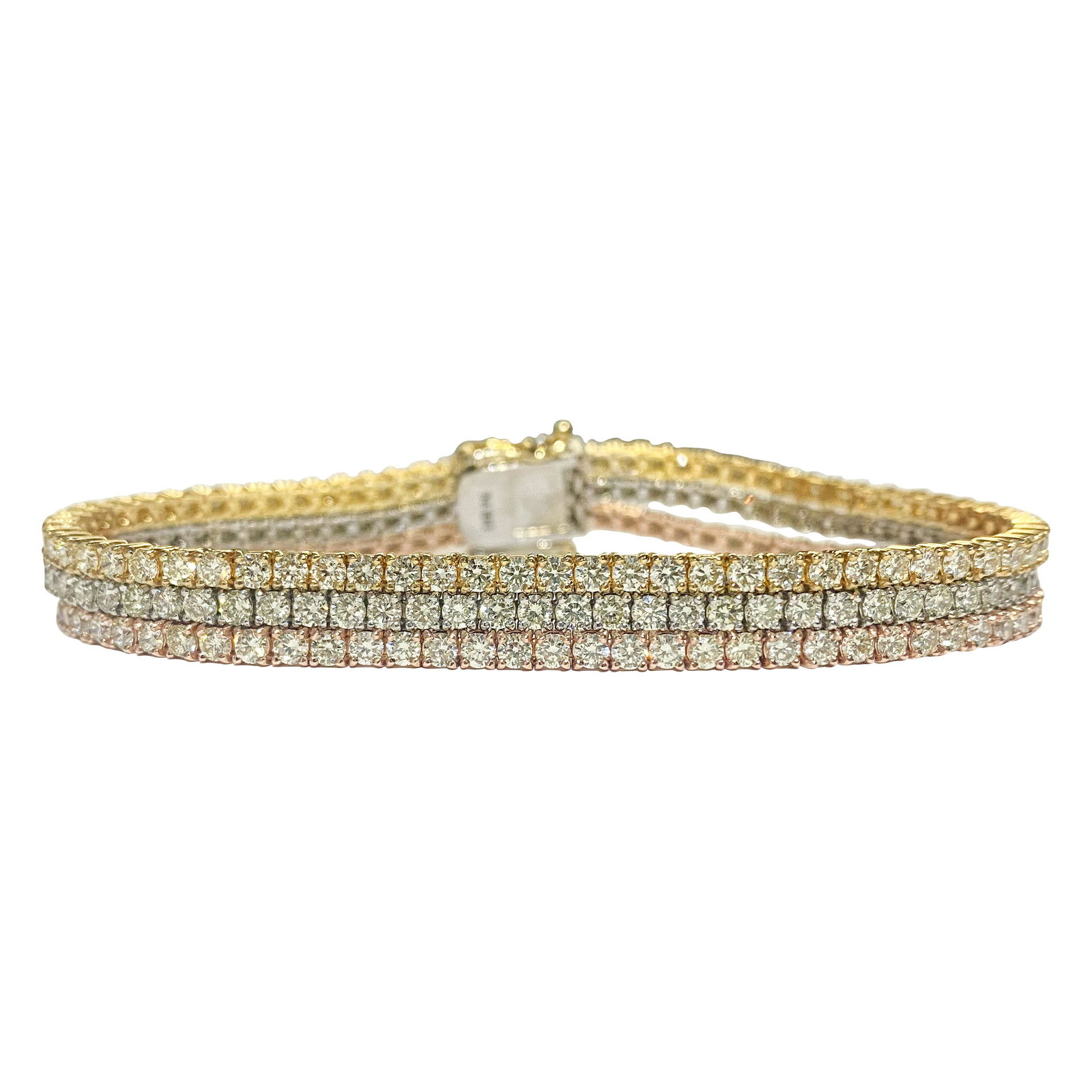 10.50ct 3 Row Tennis Bracelet Trio Color 10k Gold (1 of 5)