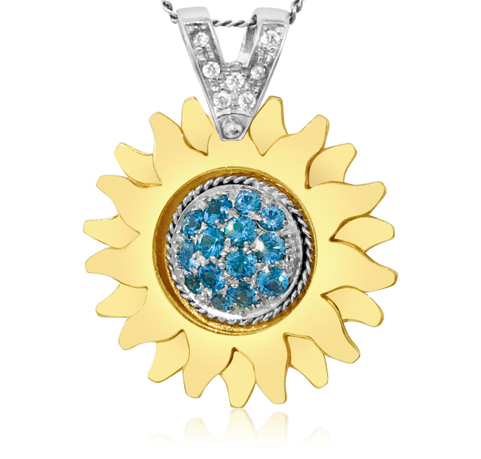 Sidra, 18K Gold, Diamond & Blue Topaz Pendant (1 of 5)