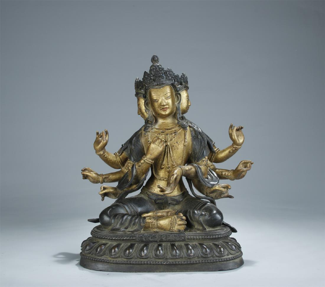 A gilt bronze figure of Buddhist deity (1 of 9)