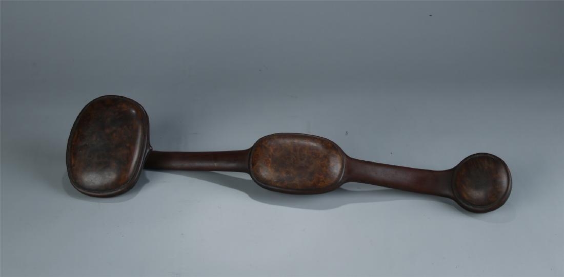 A 19/20th C. burled hardwood Ruyi scepter (1 of 8)