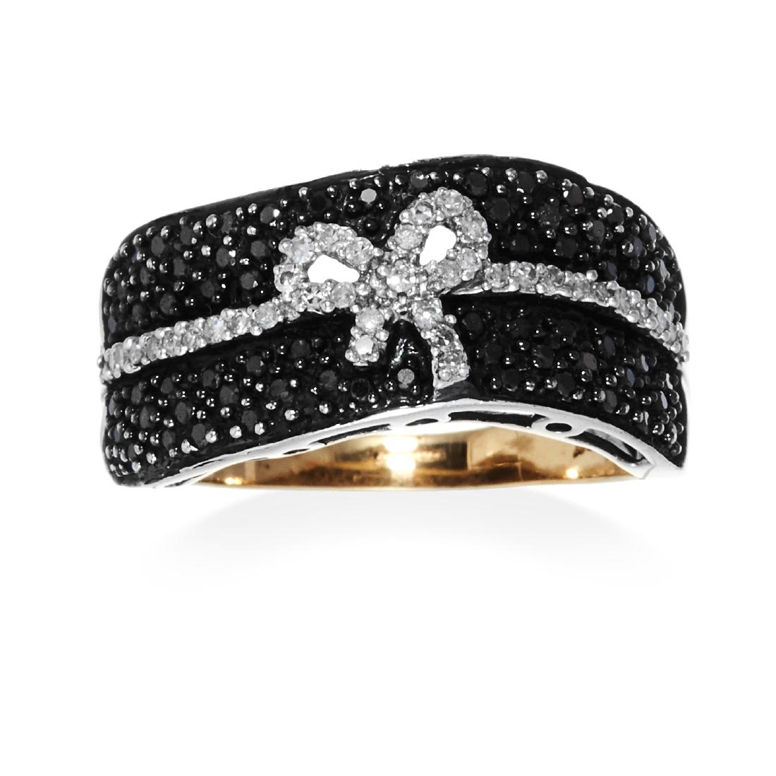 A BLACK AND WHITE DIAMOND DRESS RING in 9ct yellow (1 of 1)