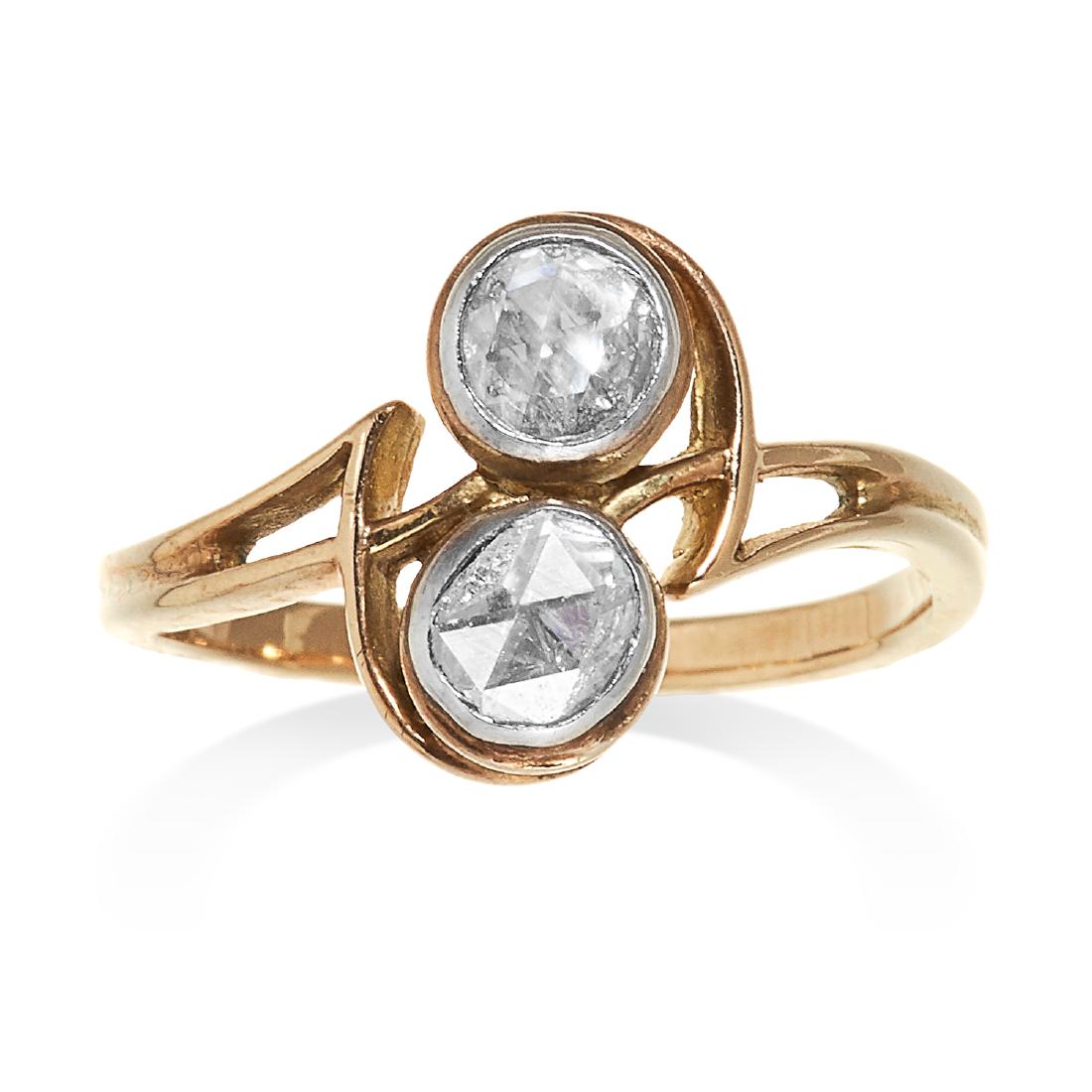 AN ANTIQUE DIAMOND TOI ET MOI RING in high carat yellow (1 of 1)