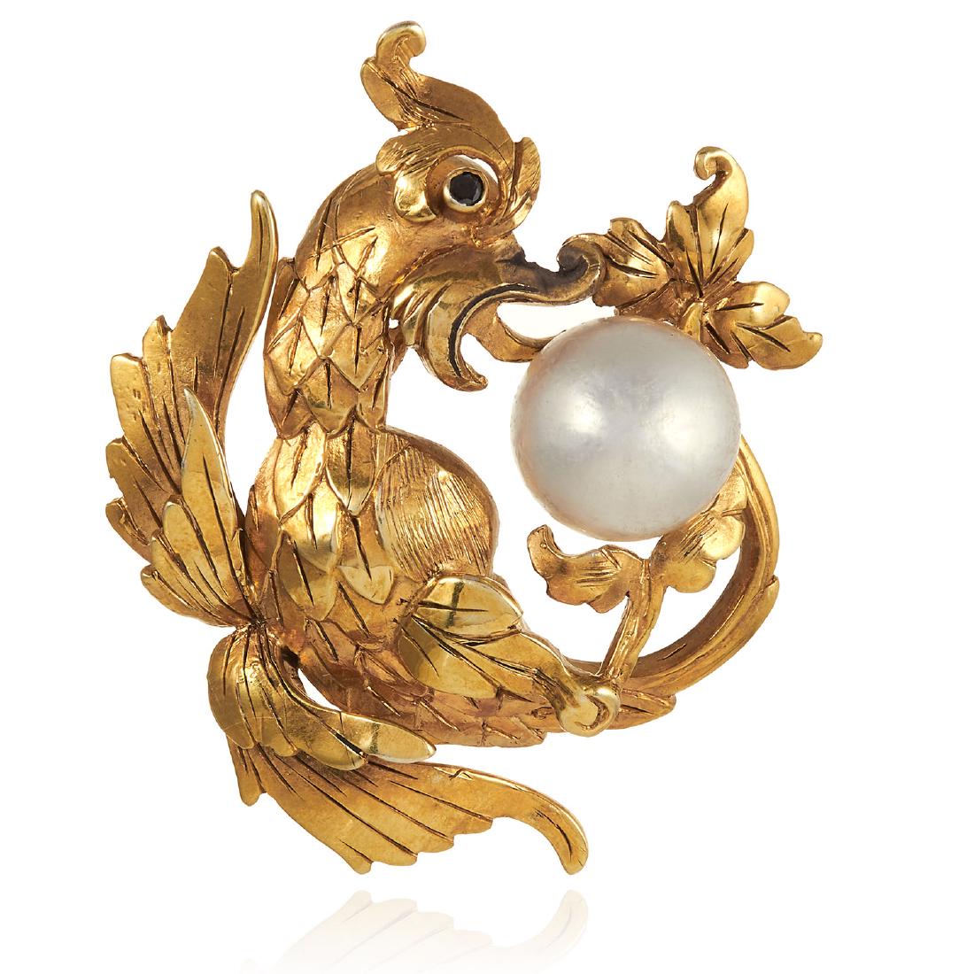 A PEARL DRAGON PENDANT in silver gilt, depicting a (1 of 1)