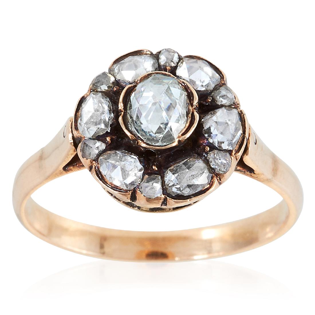 AN ANTIQUE DIAMOND CLUSTER RING, 19TH CENTURY in high (1 of 1)
