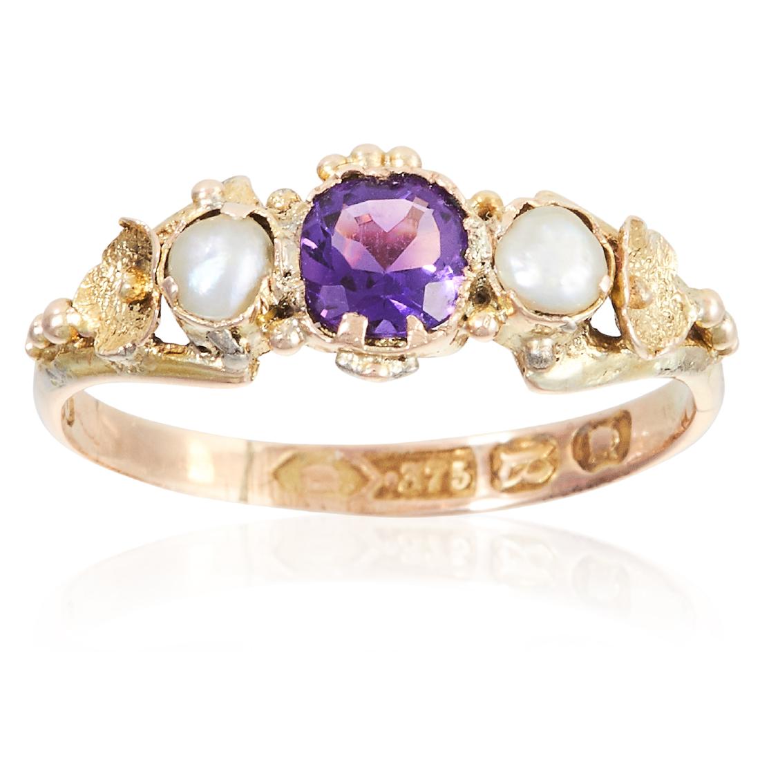 AN ANTIQUE AMETHYST AND PEARL RING, CIRCA 1855 in (1 of 1)