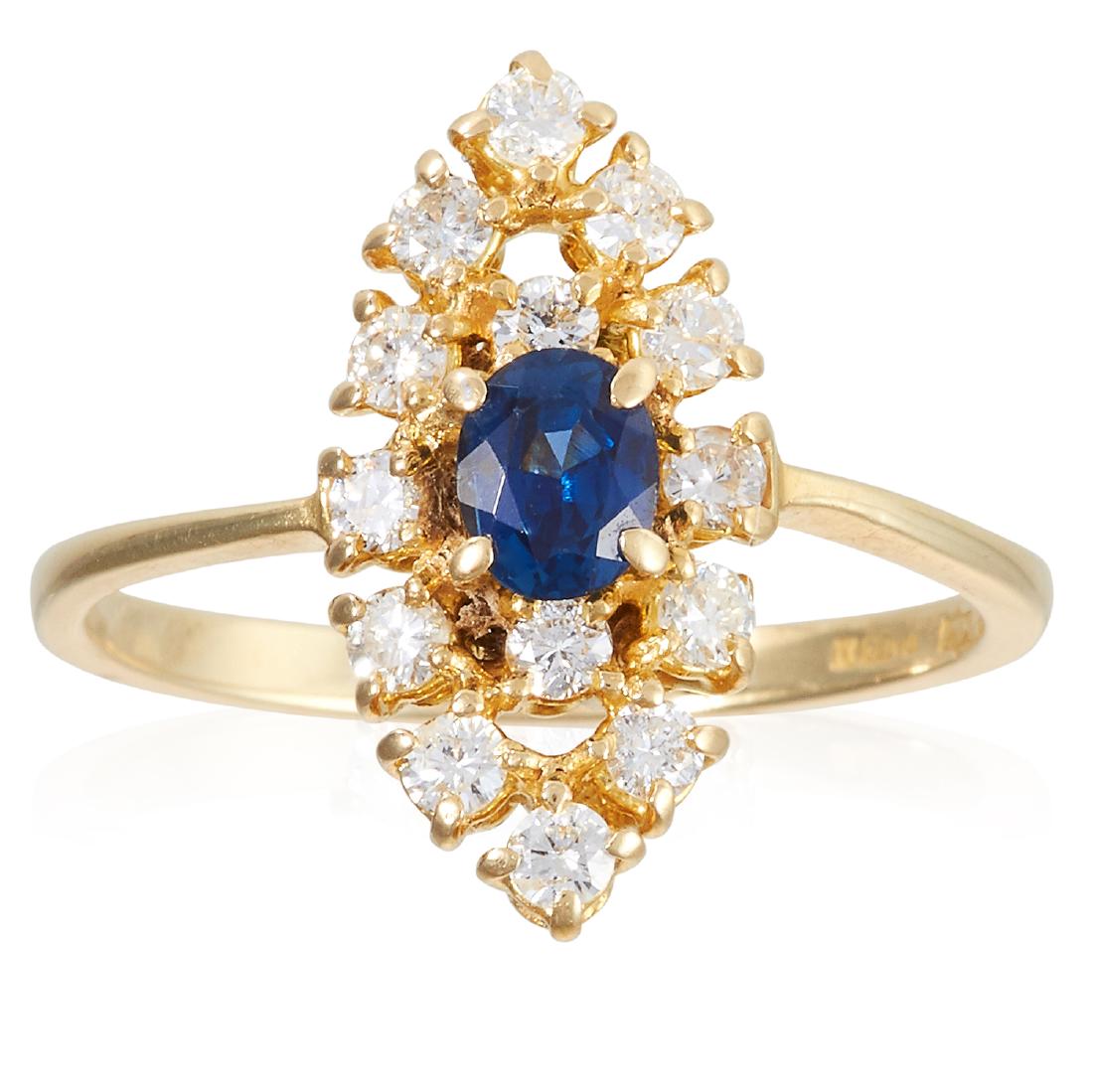 A SAPPHIRE AND DIAMOND DRESS RING in 18ct yellow gold, (1 of 1)