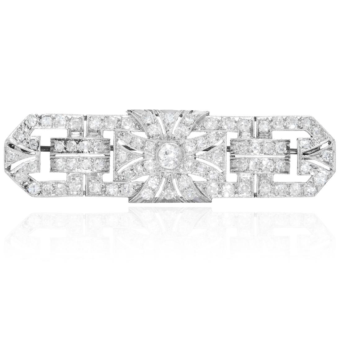 AN ART DECO DIAMOND BROOCH in platinum, the rectangular (1 of 1)
