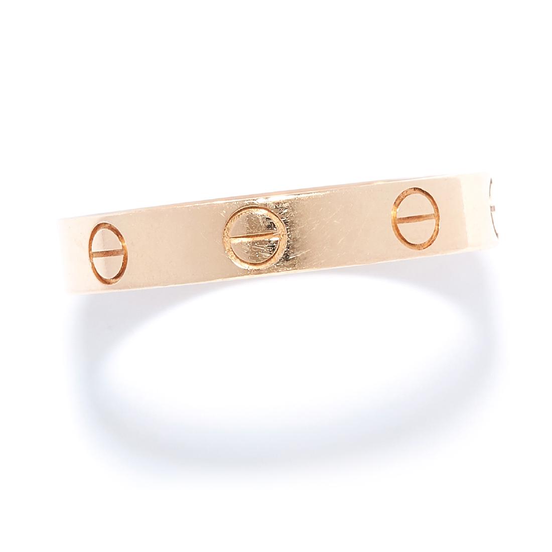 LOVE RING, CARTIER in 18ct rose gold, in love ring: LOVE RING, CARTIER in 18ct rose gold, in love ring design, signed Cartier, stamped 750, size Q / 8, 3.54g.