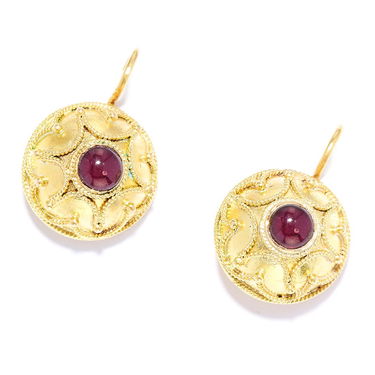 Antique Garnet Earrings In High Carat Yellow Gold Each Antique Garnet Earrings In High Carat Yellow Gold Each