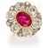1.40 CARAT BURMA NO HEAT RUBY AND DIAMOND CLUSTER RING