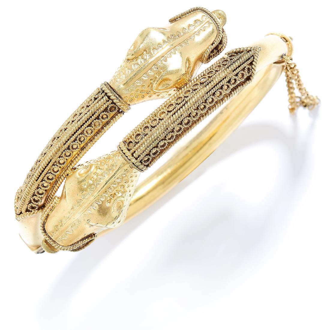 ANTIQUE GOLD SNAKE / DRAGON BANGLE in high carat yellow (1 of 1)