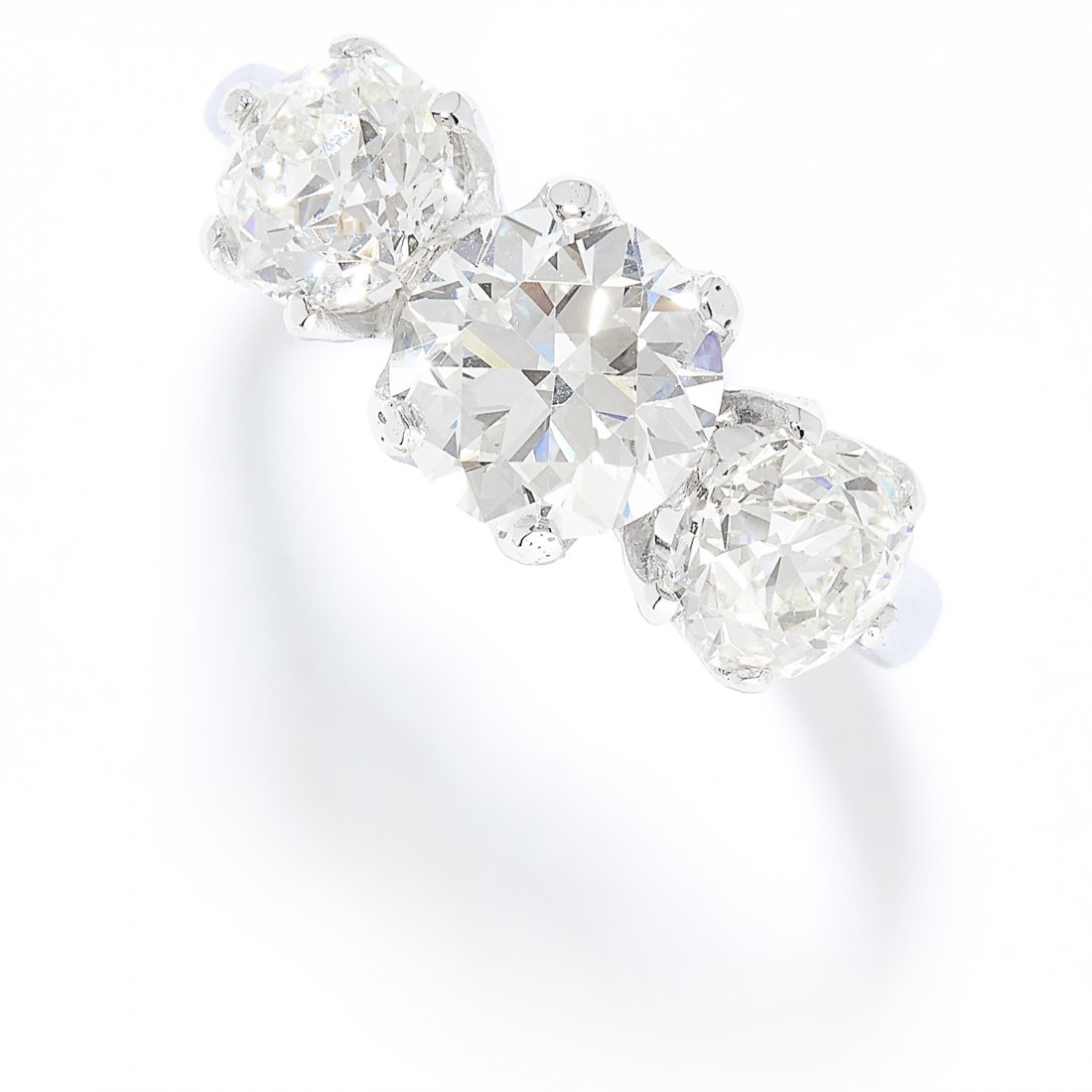 3.25 CARAT DIAMOND THREE STONE RING in platinum or (1 of 1)