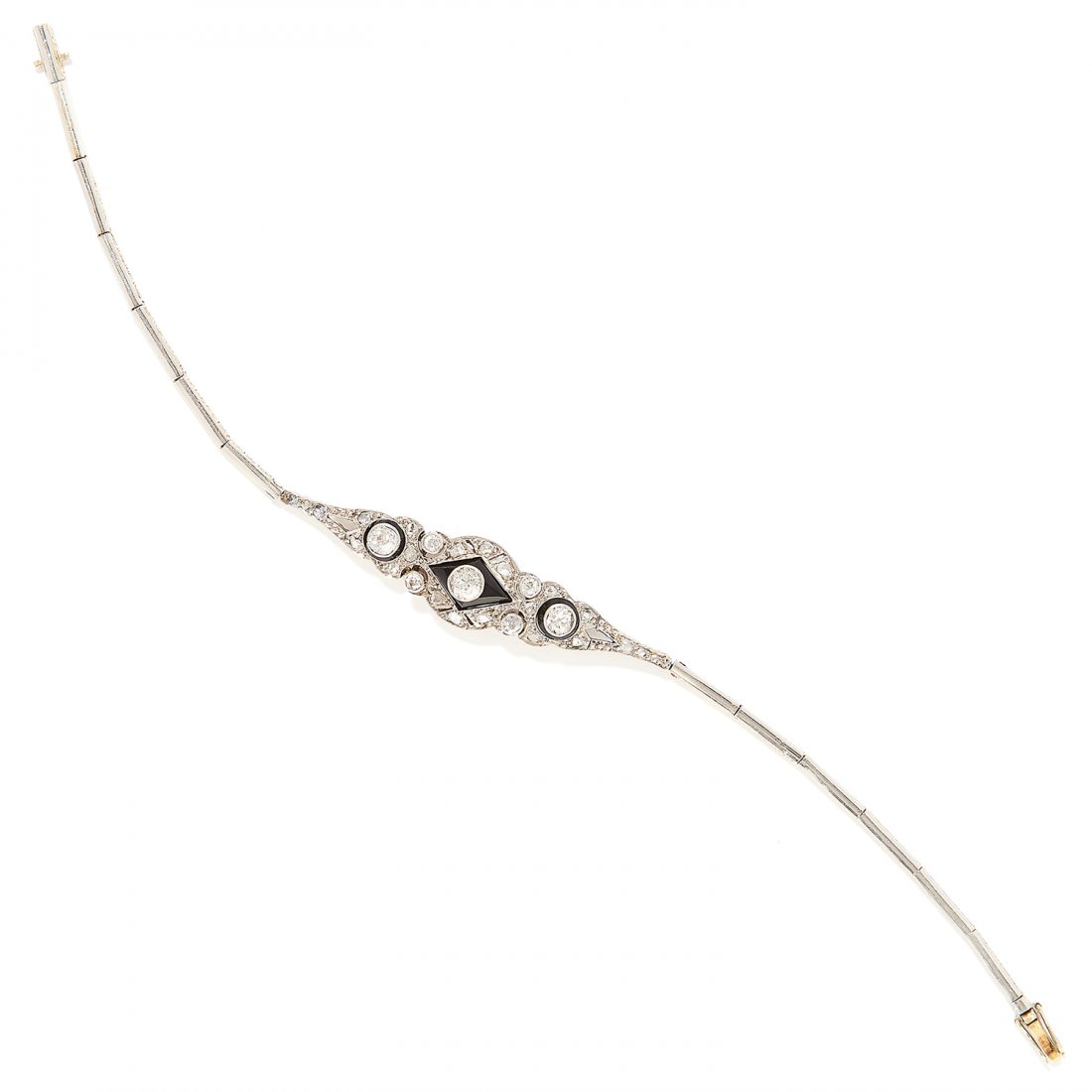 ANTIQUE ART DECO DIAMOND AND ONYX BRACELET in gold or (1 of 1)