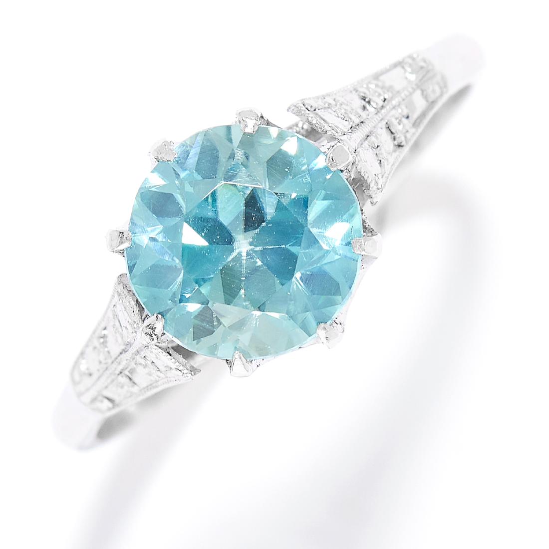 ANTIQUE BLUE ZIRCON DRESS RING in platinum or white (1 of 1)