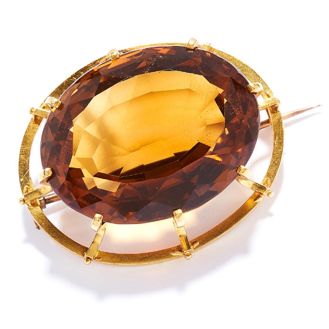 ANTIQUE 73.25 CARAT CITRINE BROOCH in high carat yellow (1 of 1)