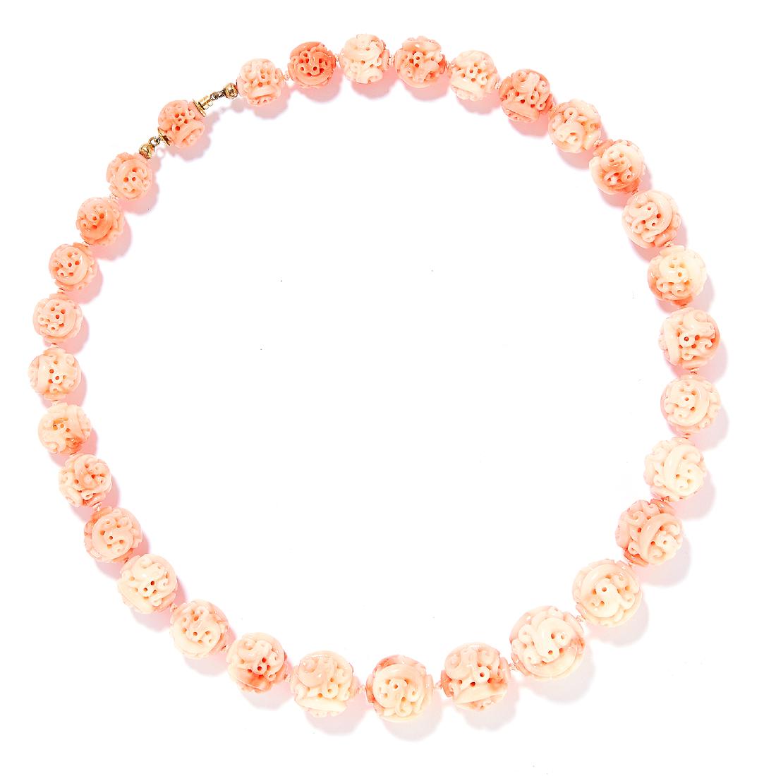 ANTIQUE CHINESE CARVED CORAL NECKLACE in high carat (1 of 1)