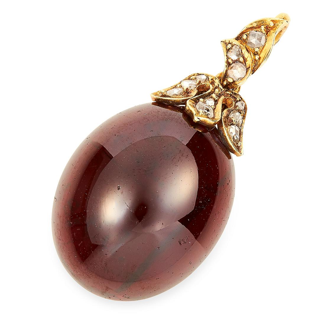 ANTIQUE GARNET AND DIAMOND MOURNING PENDANT in high (1 of 1)