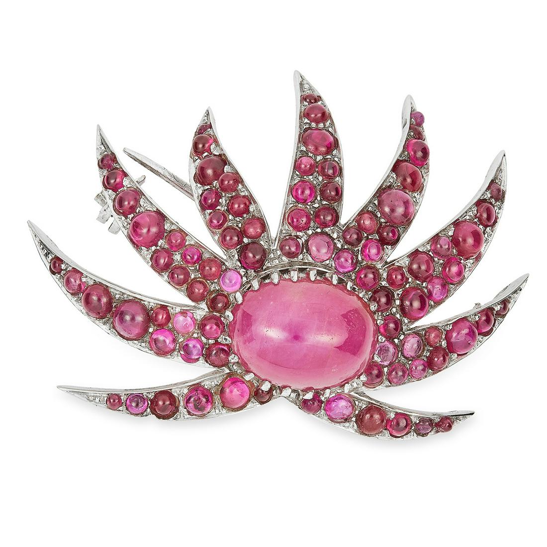 17.40 CARAT RUBY BROOCH in 18ct white gold, set with (1 of 1)
