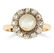 ANTIQUE NATURAL PEARL AND DIAMOND CLUSTER RING set with