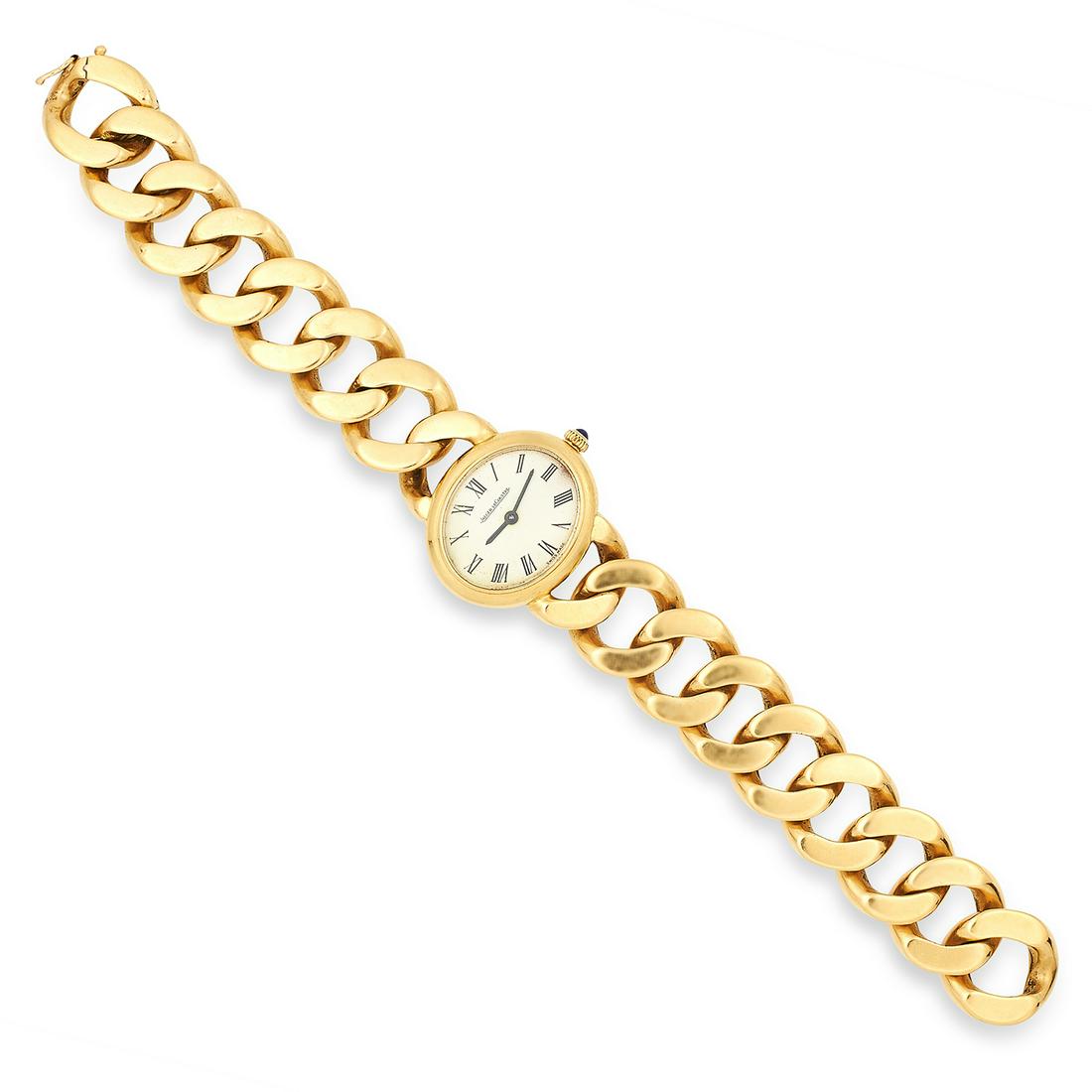 LADIES JAEGER LECOULTRE WRIST WATCH on fancy curb link (1 of 1)