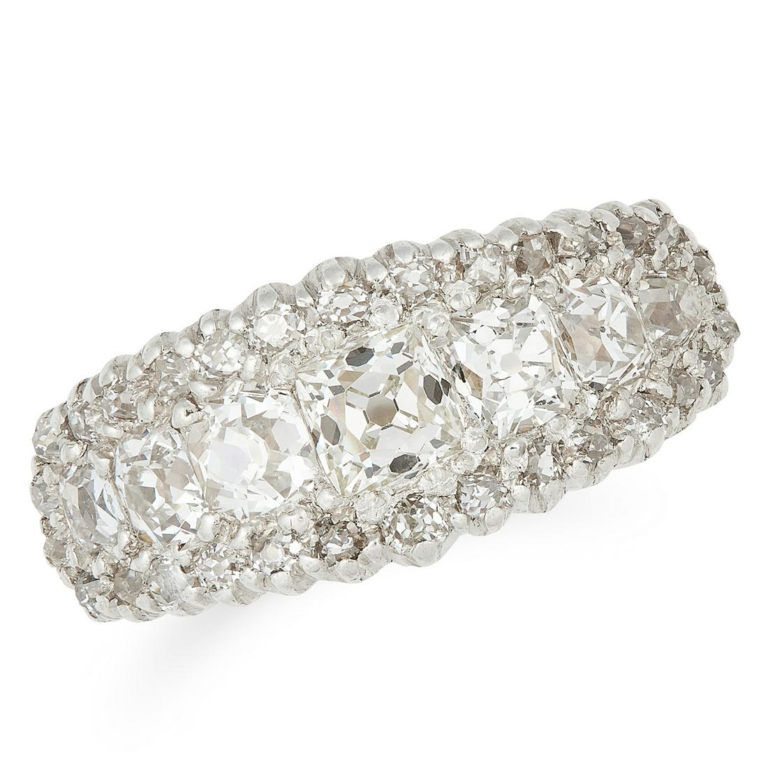 DIAMOND DRESS RING set with old cut diamonds, size R / (1 of 1)