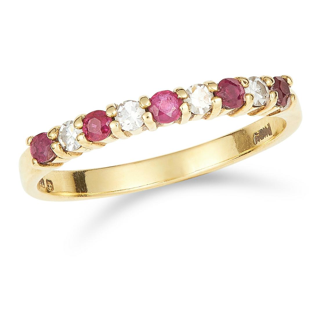 RUBY AND DIAMOND HALF ETERNITY RING set with (1 of 1)