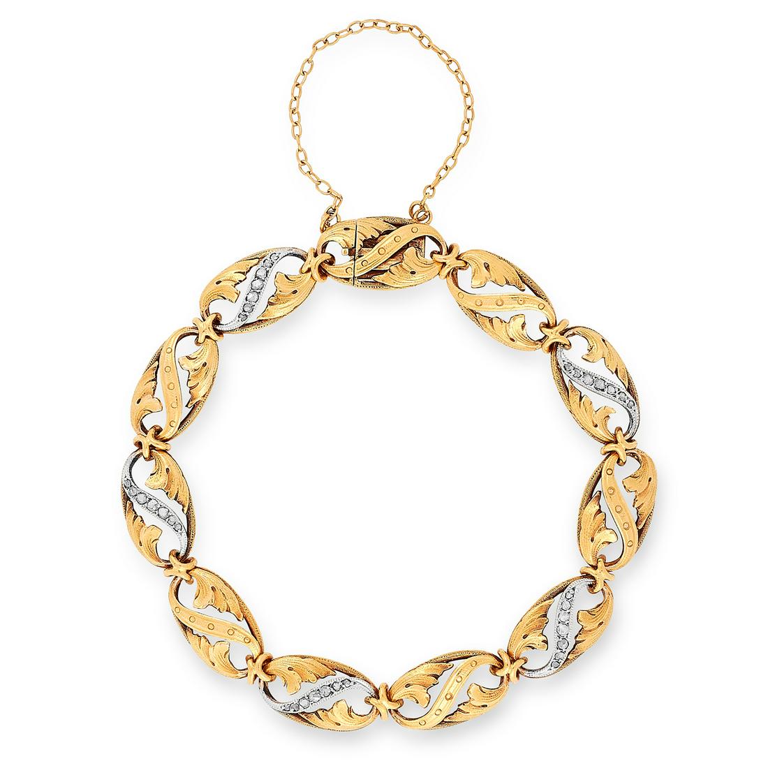 A VINTAGE DIAMOND BRACELET, FRENCH the openwork floral (1 of 1)