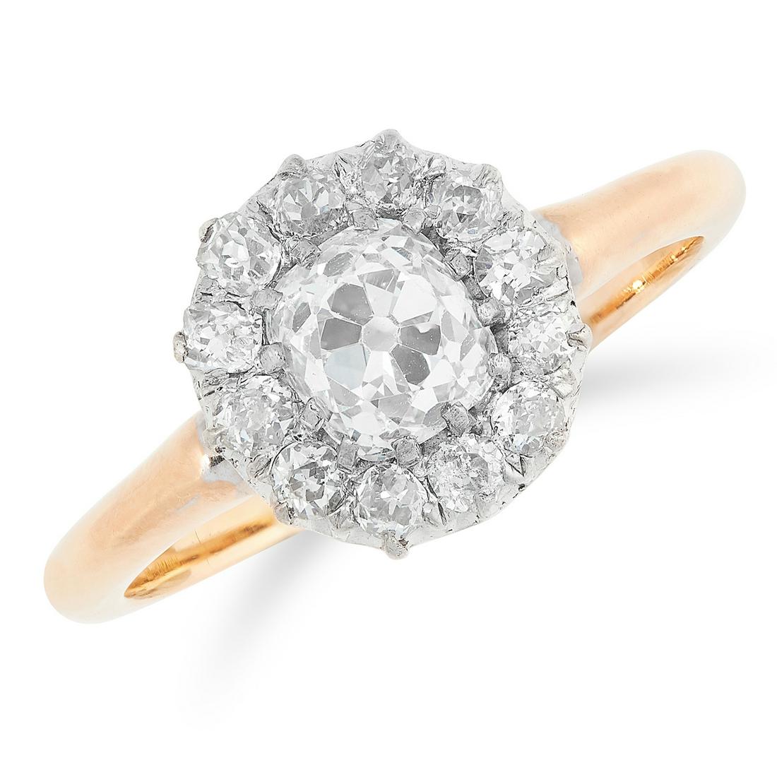 DIAMOND CLUSTER RING set with a central old cut diamond (1 of 1)