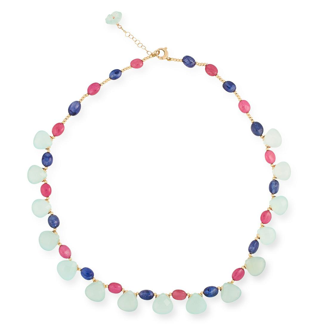 GEMSTONE BEAD NECKLACE set with polished pale blue, (1 of 1)
