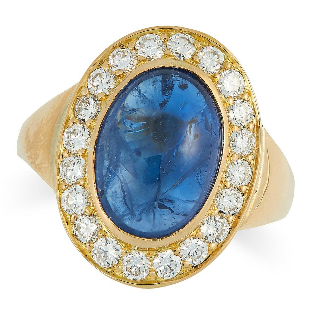 A SAPPHIRE AND DIAMOND CLUSTER RING in high carat (1 of 1)