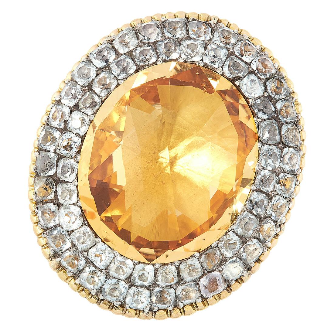 AN ANTIQUE CITRINE AND PASTE CLUSTER RING, PORTUGUESE (1 of 1)