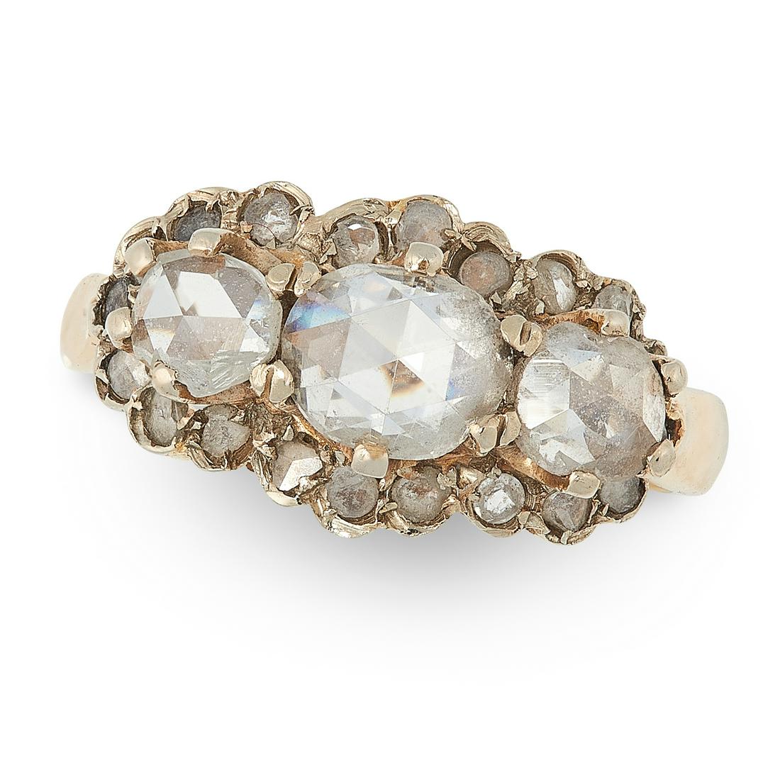 AN DIAMOND THREE STONE DRESS RING in yellow gold set (1 of 1)