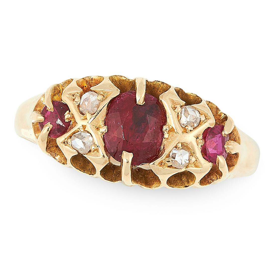 AN ANTIQUE RUBY AND DIAMOND DRESS RING, 1905 in 18ct (1 of 1)