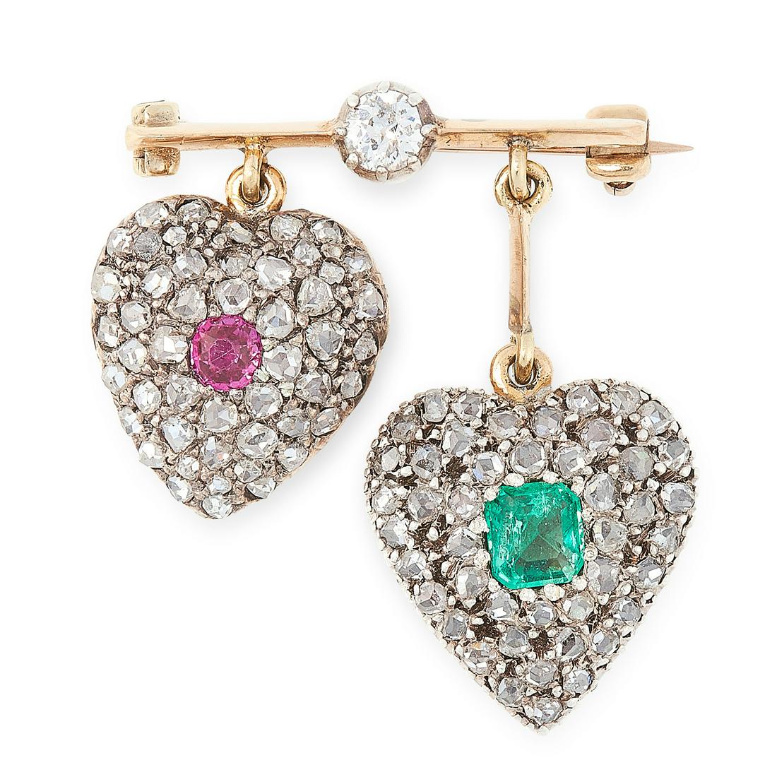 AN ANTIQUE RUBY, EMERALD AND DIAMOND MOURNING LOCKET (1 of 1)