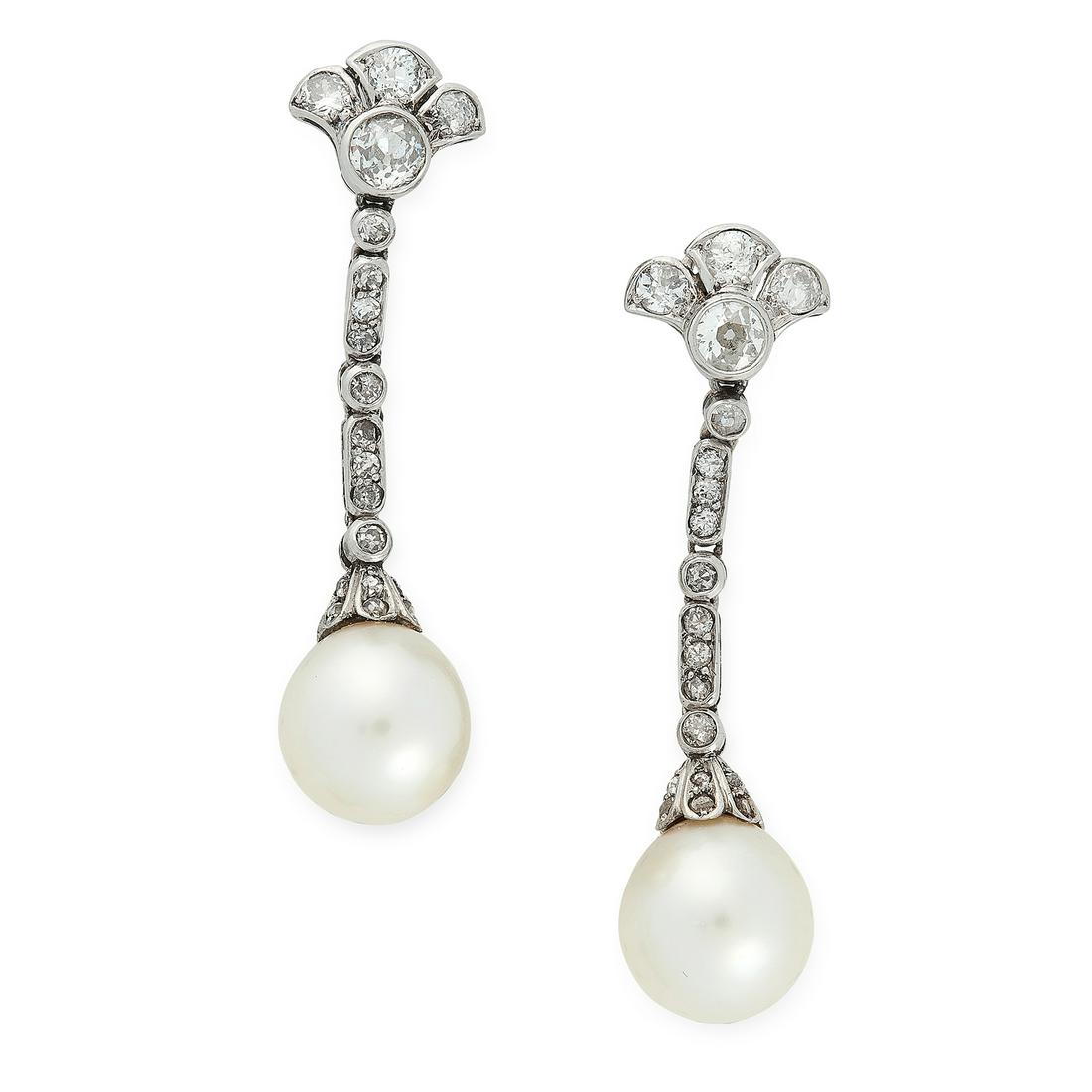 A PAIR OF PEARL AND DIAMOND EARRINGS, EARLY 20TH (1 of 1)